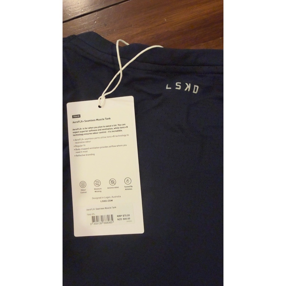 LSKD AeroFLX+ Seamless Muscle Tank Navy 2XL Mens Training Gym New NWT - Picture 4 of 16